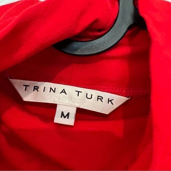 Trina Turk Red Stretch Jersey Abril Turtleneck Pullover Blouse Size Medium - Picture 7 of 8